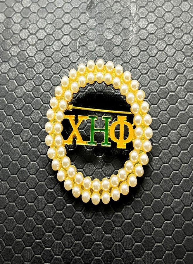 muiot Exquisite CHI ETA PHI Sorority Enamel Letter Imitation Pearl Brooch - Round Metal Jewelry Pin - Image 4